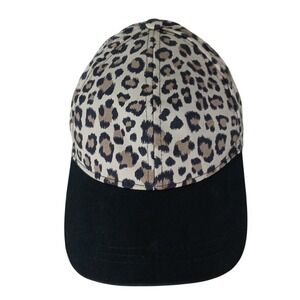 H&M Divided Leopard Print Baseball Cap One Size Black‎ Brim Adjustable Strap